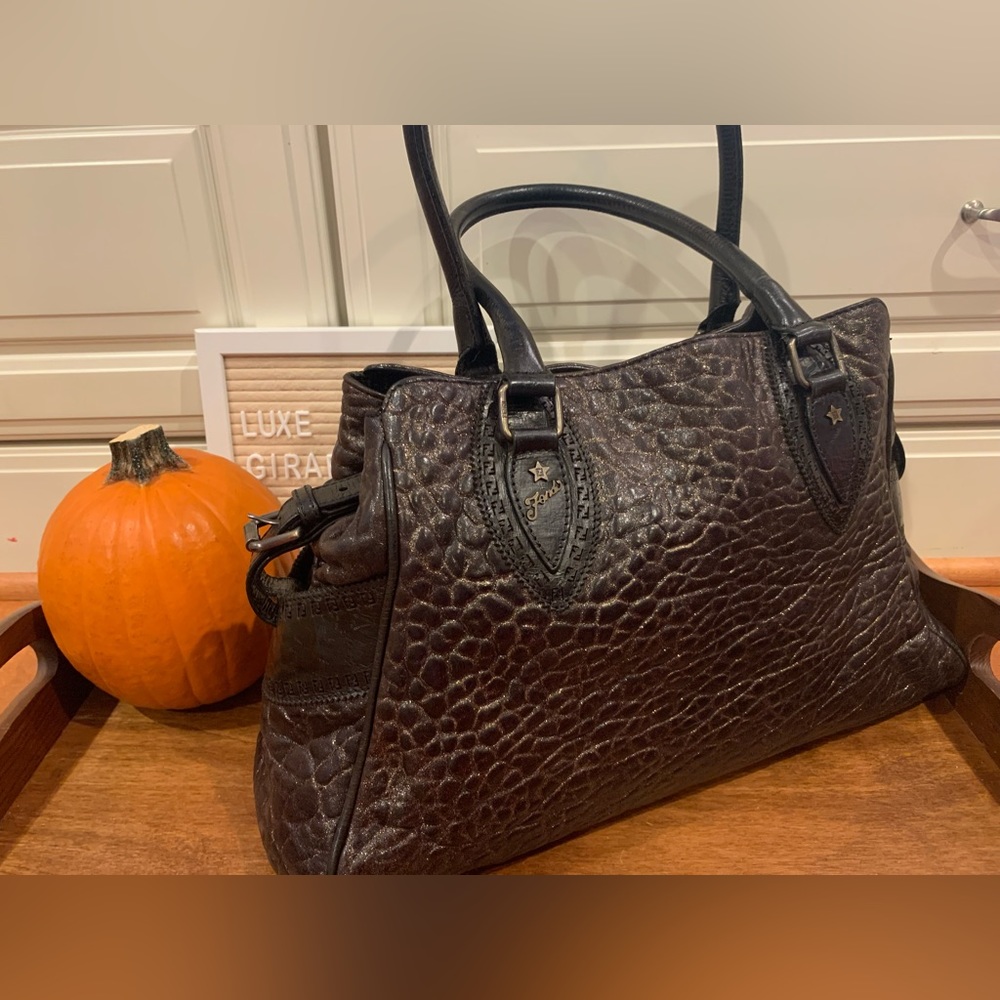 Authentic FENDI metallic medium du jour bag